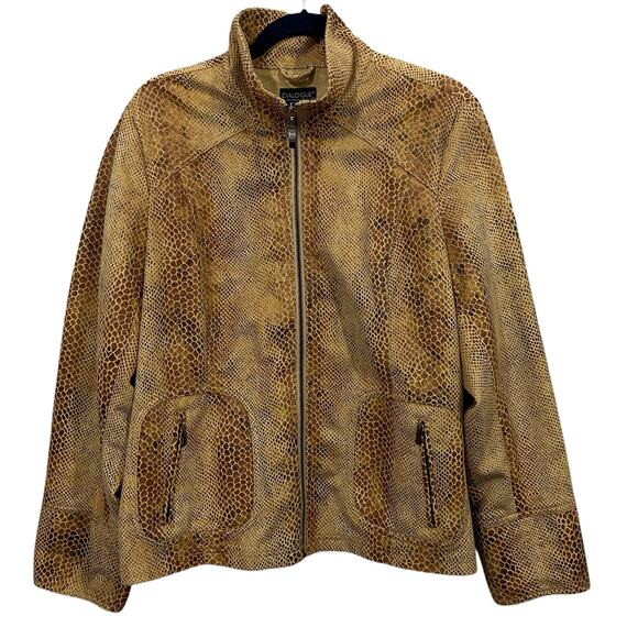Dialogue The New Language of Style Faux Leather Jacket Snakeskin Print Size XL - Picture 1 of 12